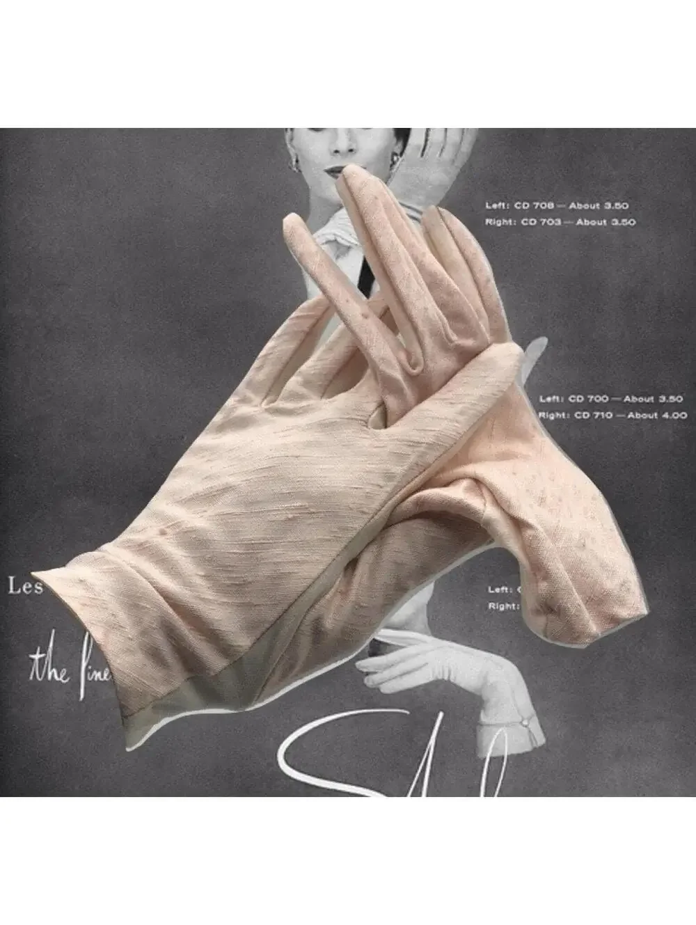 Vintage Pink Shortie Gloves: Faux Raw Silk, Rayon Wrist Length, Size 7
